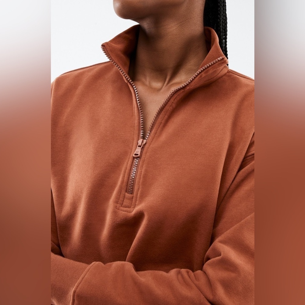 Fabletics Kat Half Zip Java Brown Pullover Size S… - image 5